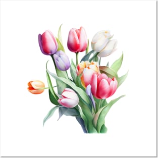 Tulip flowers bouquet Posters and Art